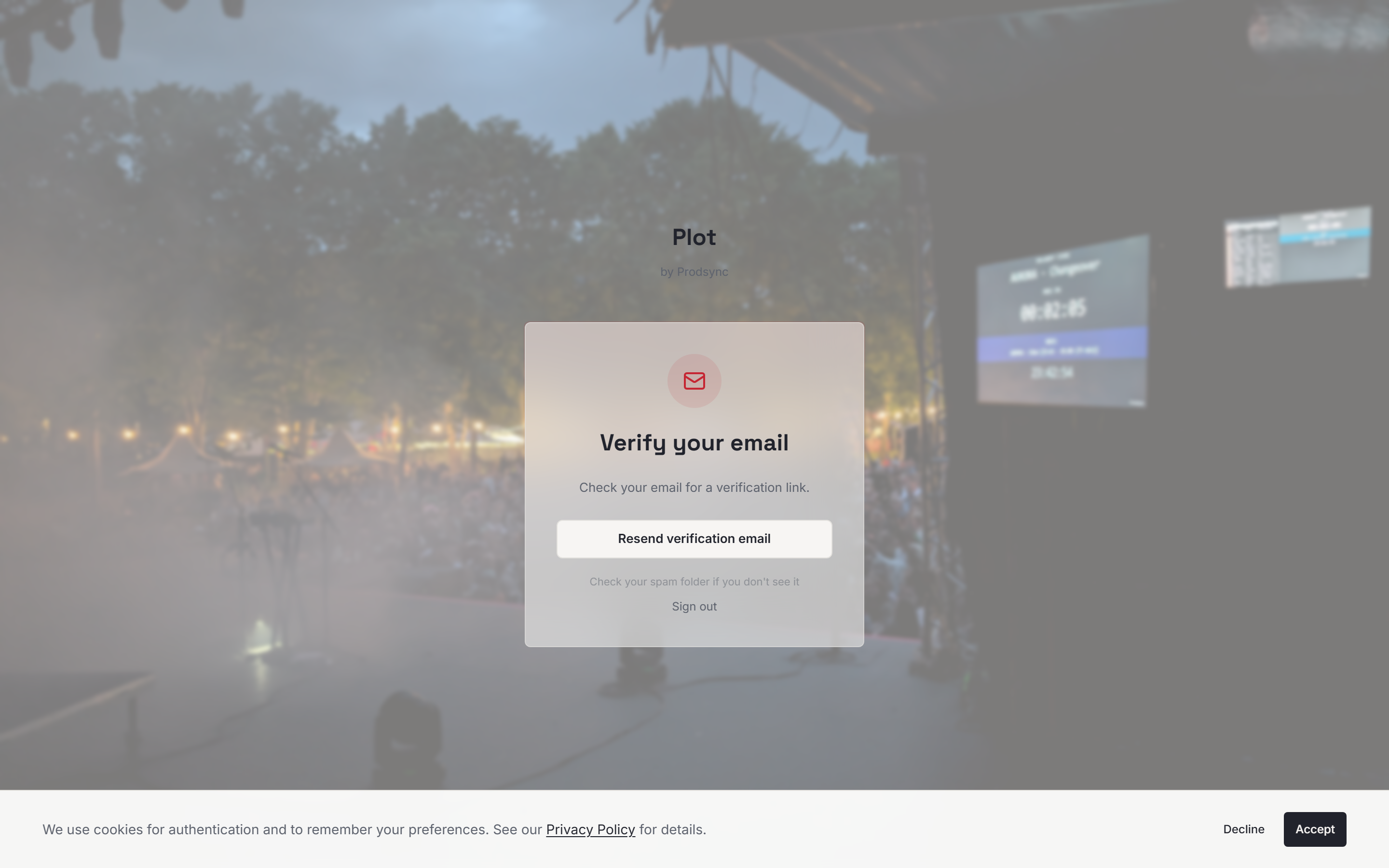 The verify-email screen asking you to click the link sent to your inbox